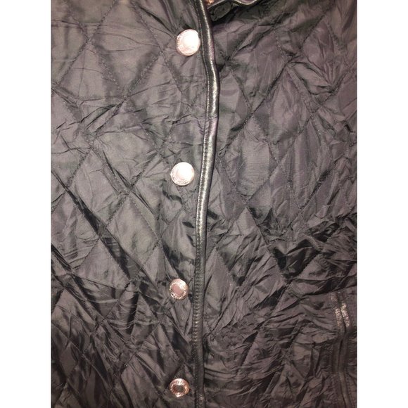 Coach Diamond Quilted Black Snap Up Lightweight Nylon Jacket Womens SZ XS - Picture 2 of 4